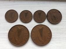 6  IRISH COINS 1/2p 1p 2p